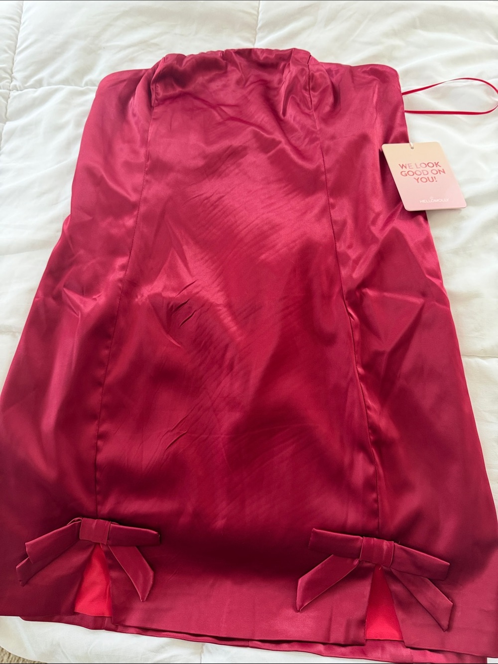 Hello Molly Satin Slip Dress in Deep Raspberry